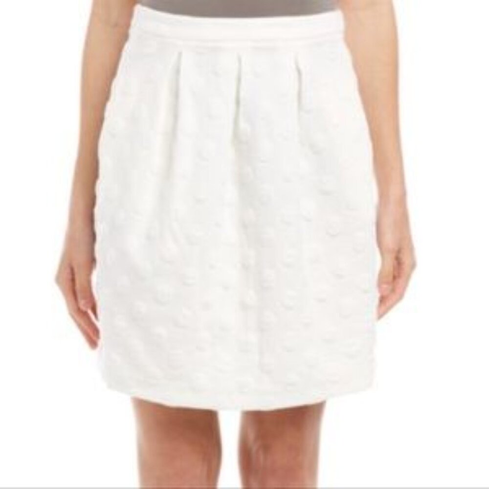 Boden White A-Line Polka Dot Skirt Textured Skirt 12L